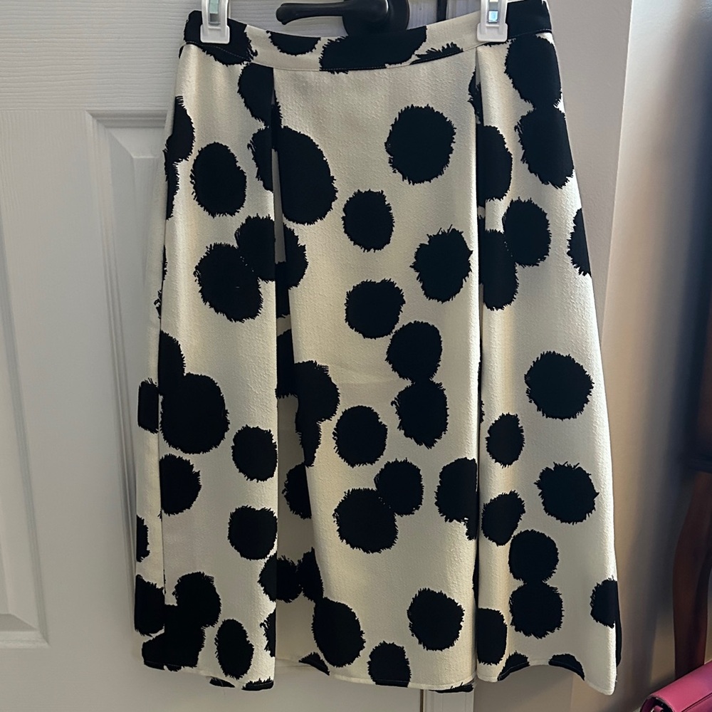 Who What Wear Black and White Dot Midi Skirt